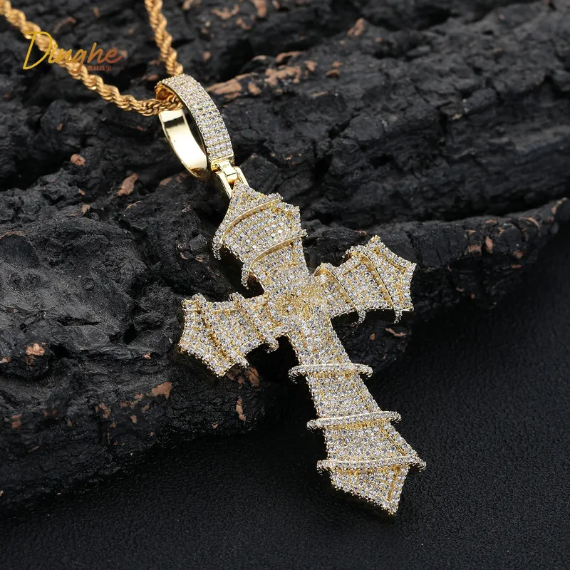 Copper Zircon Skull Cross Necklace