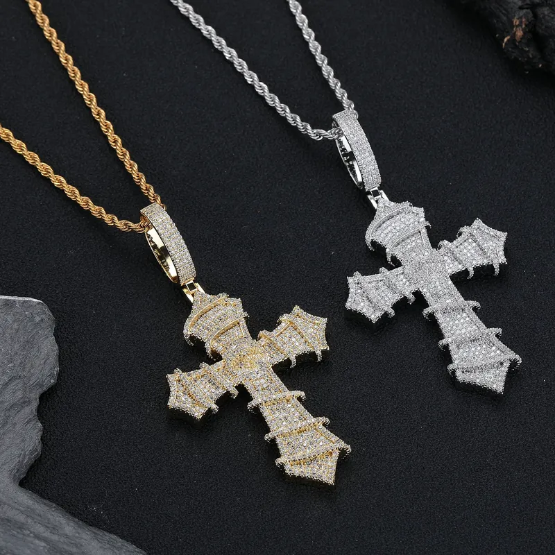 Copper Zircon Skull Cross Necklace