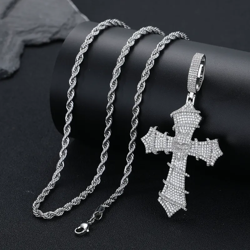 Copper Zircon Skull Cross Necklace