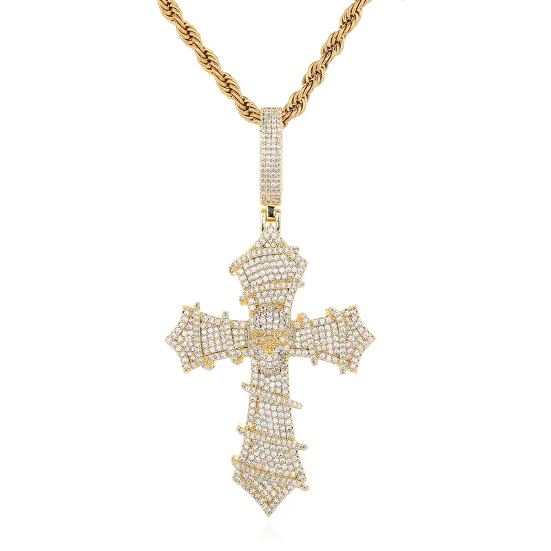 Copper Zircon Skull Cross Necklace