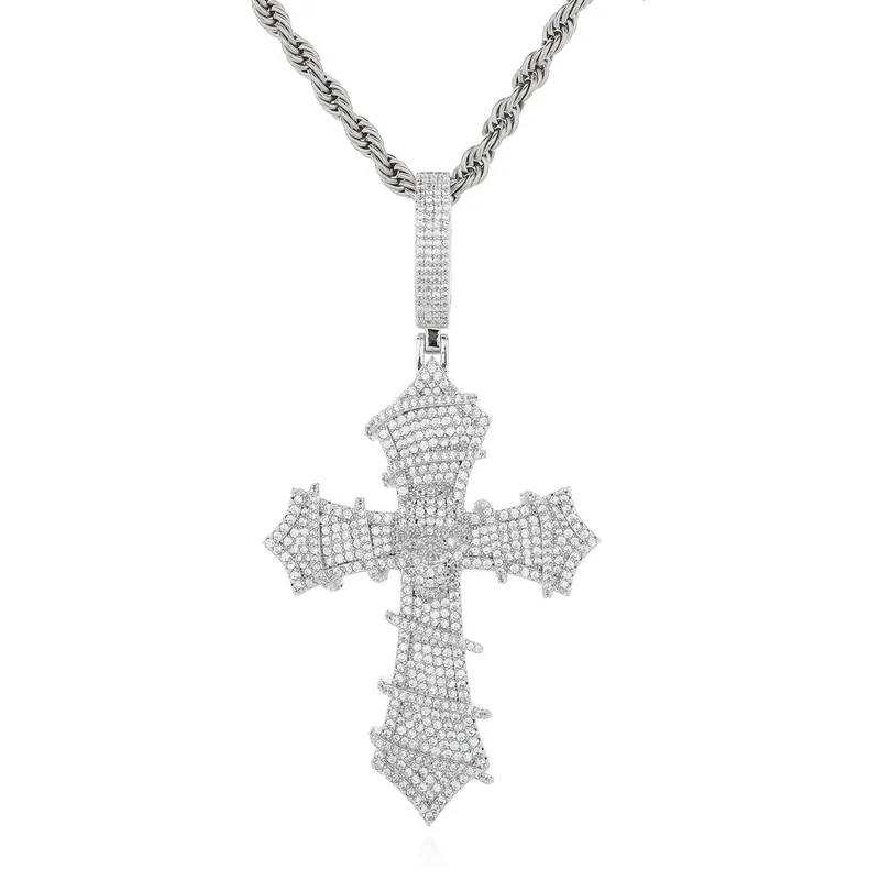Copper Zircon Skull Cross Necklace