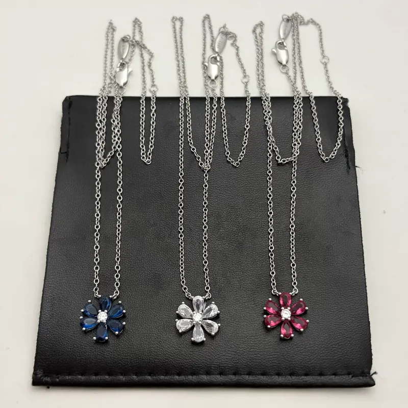 Zircon Sunflower Pendant Necklace