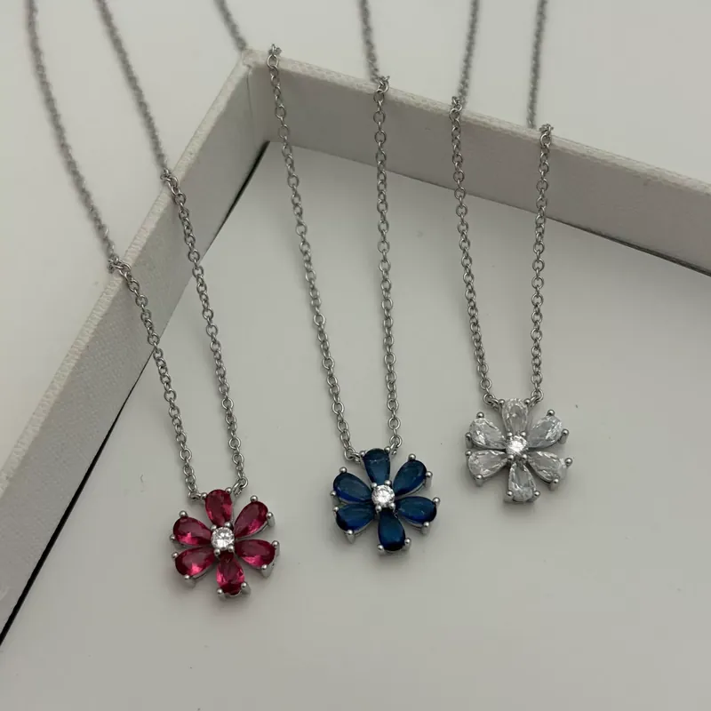 Zircon Sunflower Pendant Necklace
