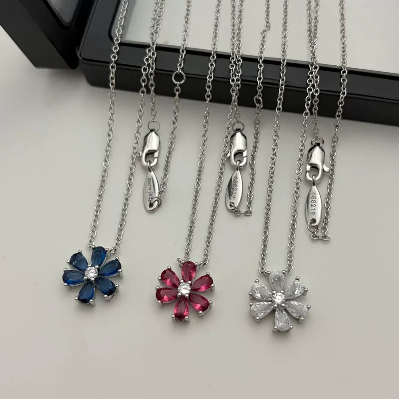 Zircon Sunflower Pendant Necklace