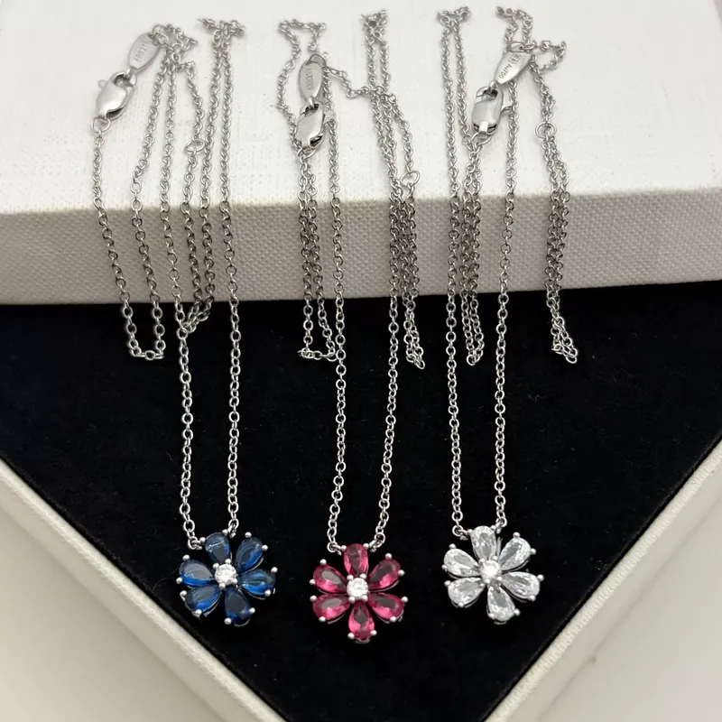Zircon Sunflower Pendant Necklace