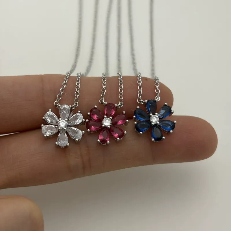 Zircon Sunflower Pendant Necklace