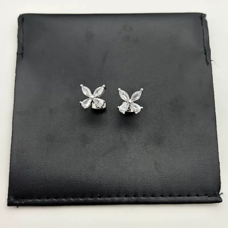 Zircon Bowknot Stud Earrings Sparkling