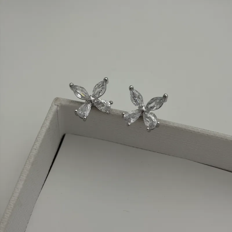 Zircon Bowknot Stud Earrings Sparkling