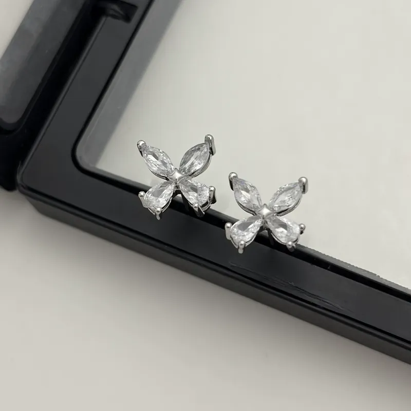 Zircon Bowknot Stud Earrings Sparkling