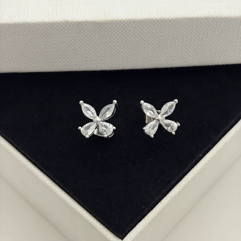 Zircon Bowknot Stud Earrings Sparkling