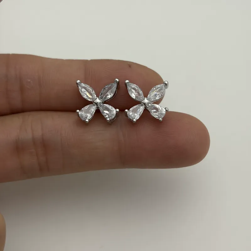 Zircon Bowknot Stud Earrings Sparkling