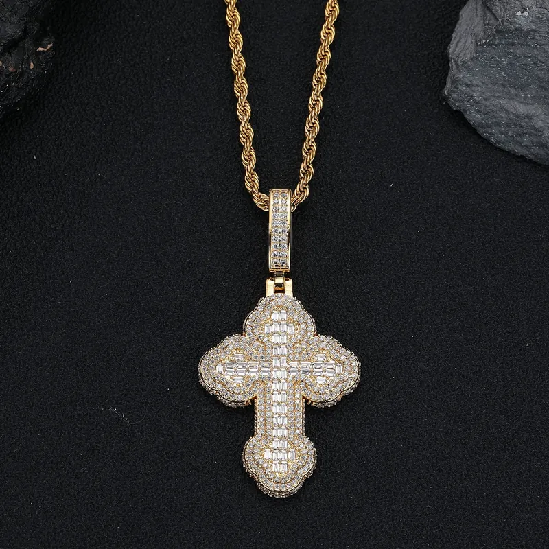 Copper Zircon Cross Cuban Chain