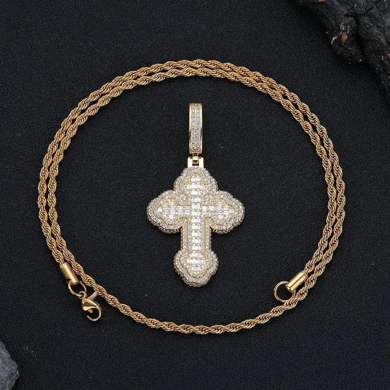 Copper Zircon Cross Cuban Chain