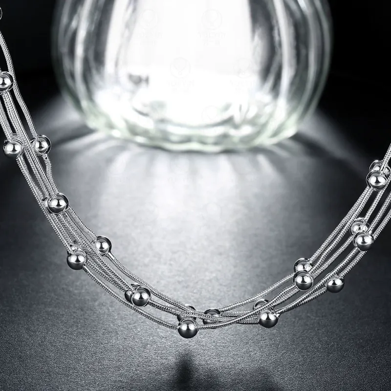 Silver Plated Five-Strand Beaded Necklace