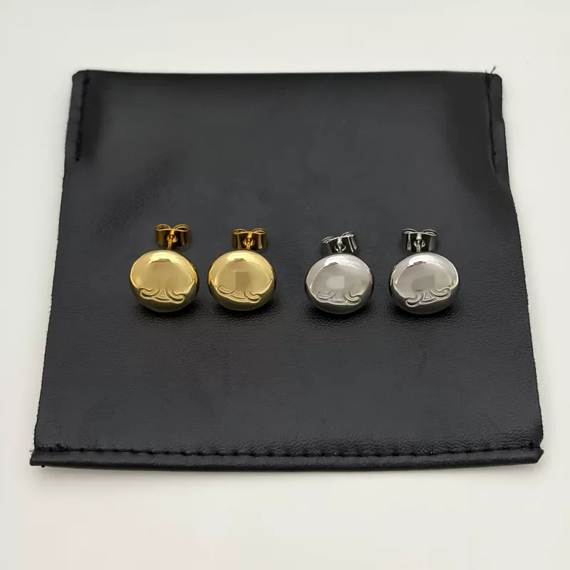 Metal Bean Stud Earrings Minimalist