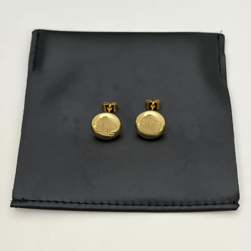Metal Bean Stud Earrings Minimalist