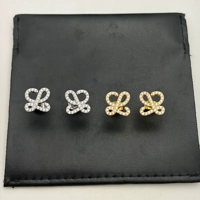 Zircon L Letter Hollow Stud Earrings