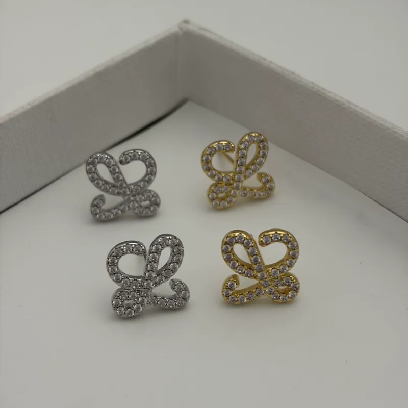 Zircon L Letter Hollow Stud Earrings
