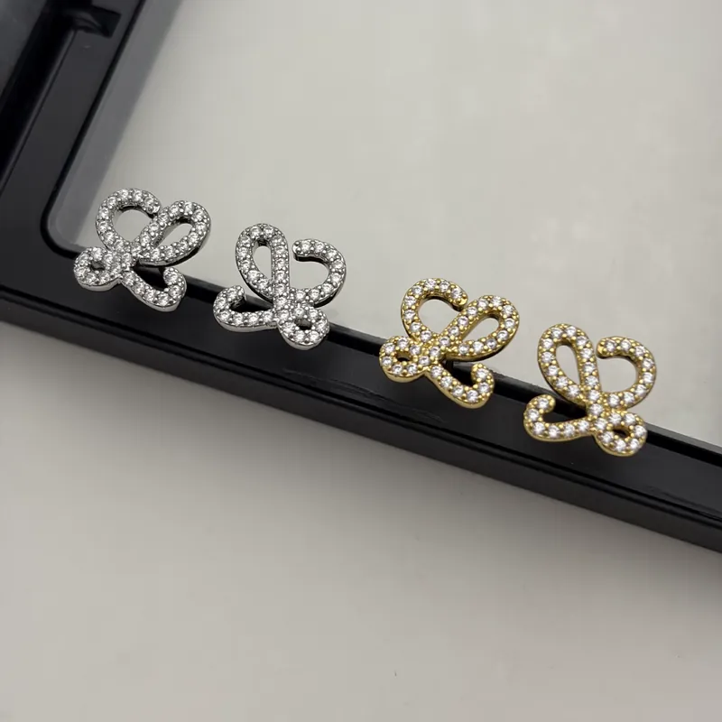 Zircon L Letter Hollow Stud Earrings
