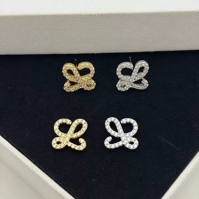 Zircon L Letter Hollow Stud Earrings