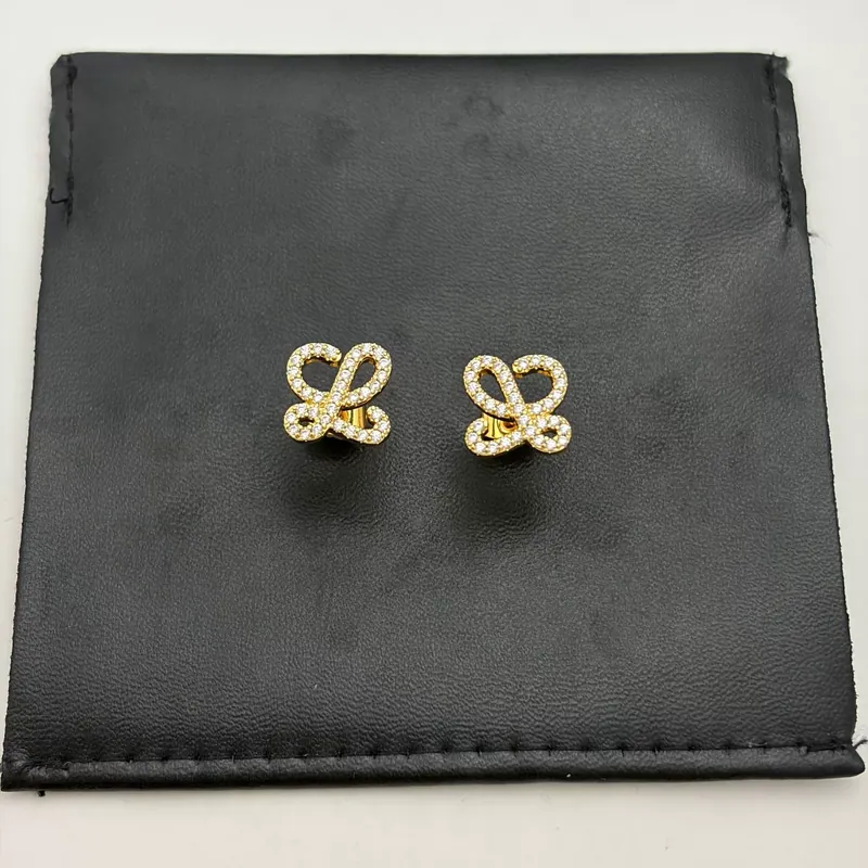 Zircon L Letter Hollow Stud Earrings