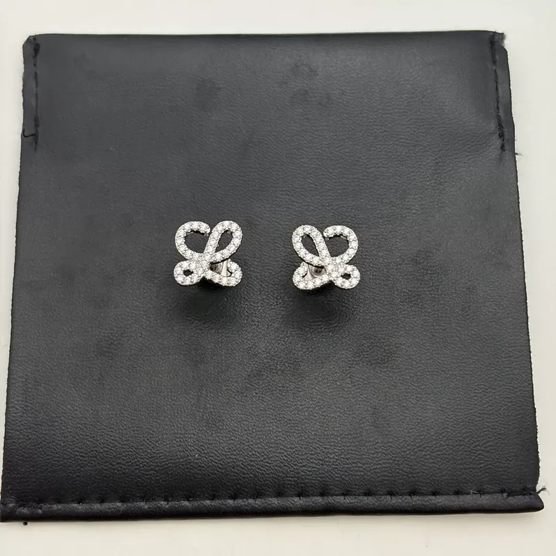 Zirkon L Buchstabe Hohl Stecker Ohrringe