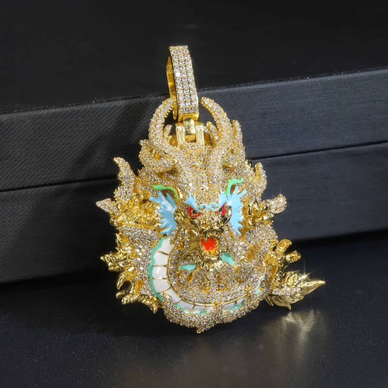 Copper Zircon Dragon Pendant Necklace