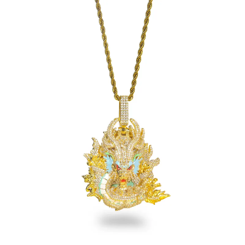 Copper Zircon Dragon Pendant Necklace