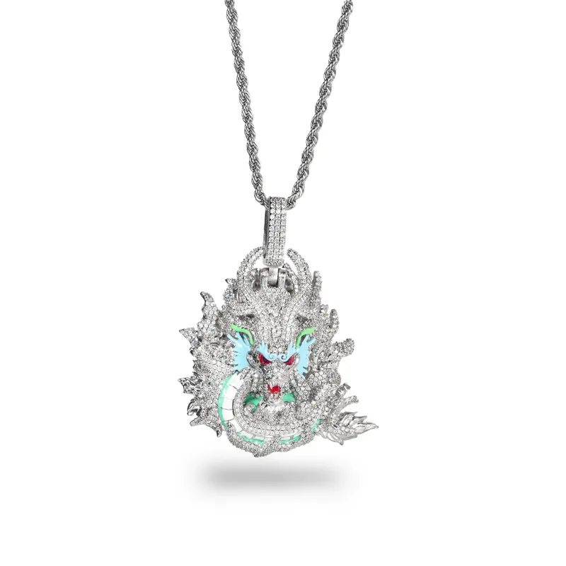 Copper Zircon Dragon Pendant Necklace