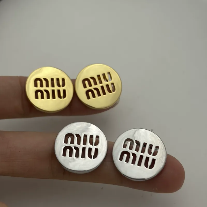 Metal M Letter Hollow Stud Earrings
