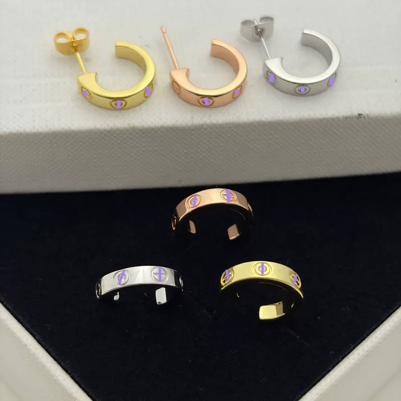 Zircon Love C-Shape Hoop Earrings
