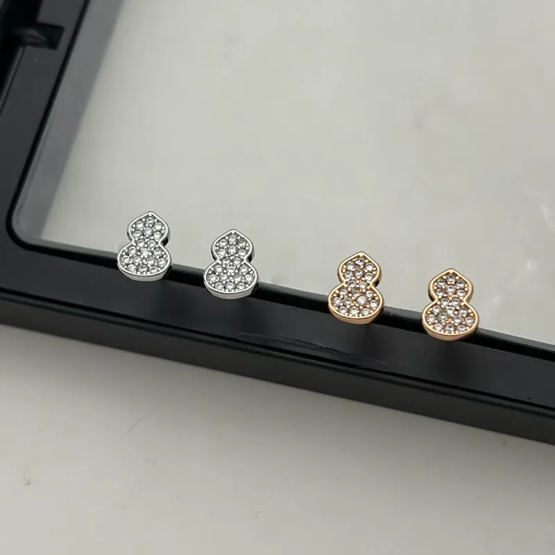 Zircon Gourd Stud Earrings Sparkling