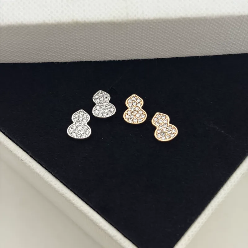 Zircon Gourd Stud Earrings Sparkling