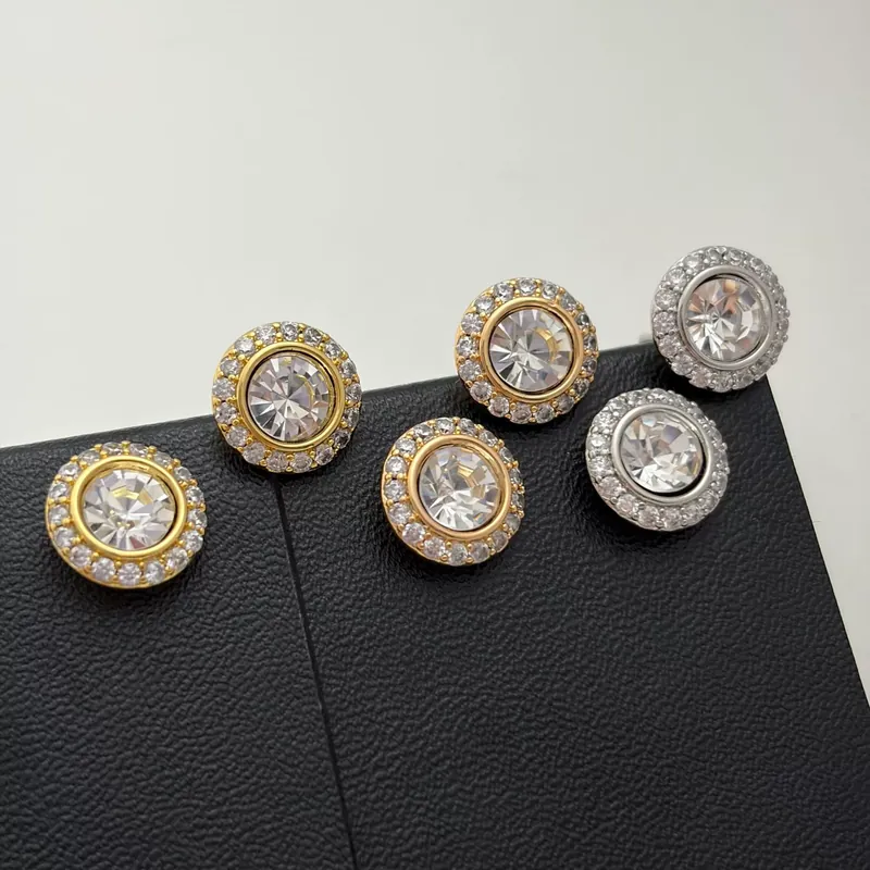 Zircon Heart Round Stud Earrings