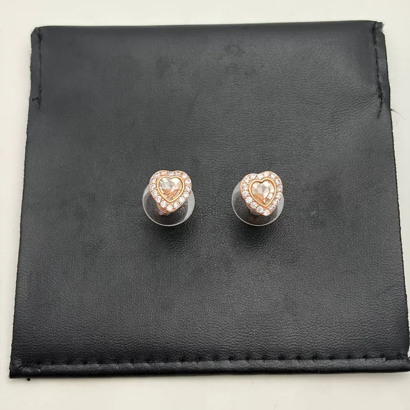 Zircon Heart Round Stud Earrings