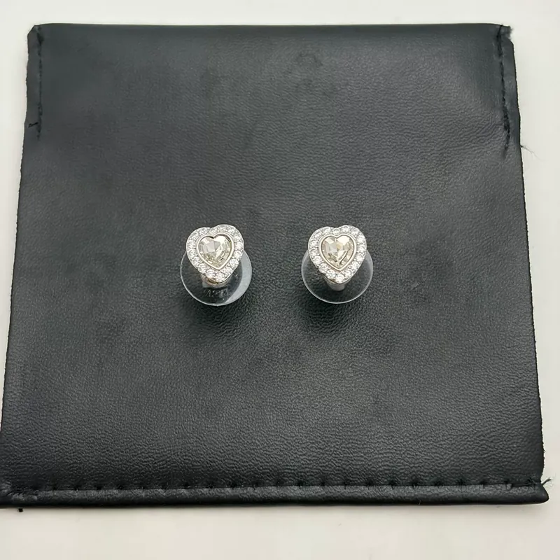 Zircon Heart Round Stud Earrings