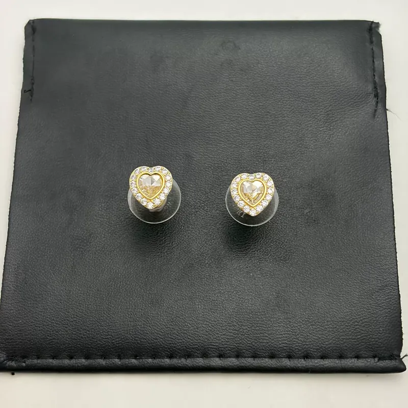 Zircon Heart Round Stud Earrings