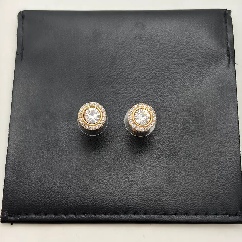 Zircon Heart Round Stud Earrings