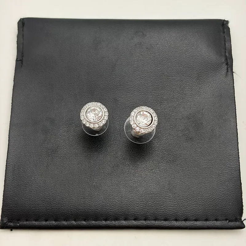 Zircon Heart Round Stud Earrings