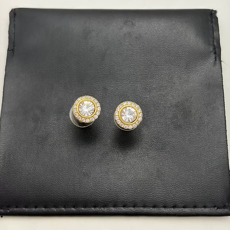 Zircon Heart Round Stud Earrings