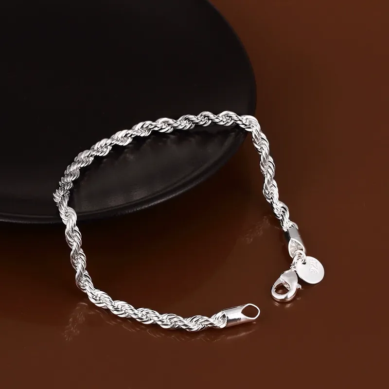 Silver Plated Twisted Rope Bracelet