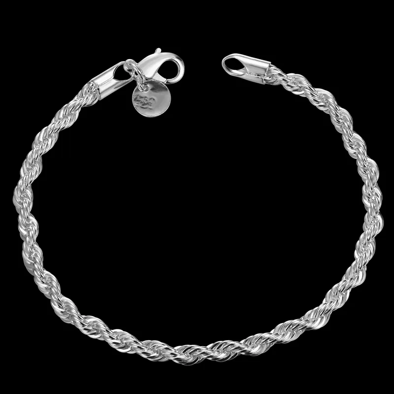 Silver Plated Twisted Rope Bracelet