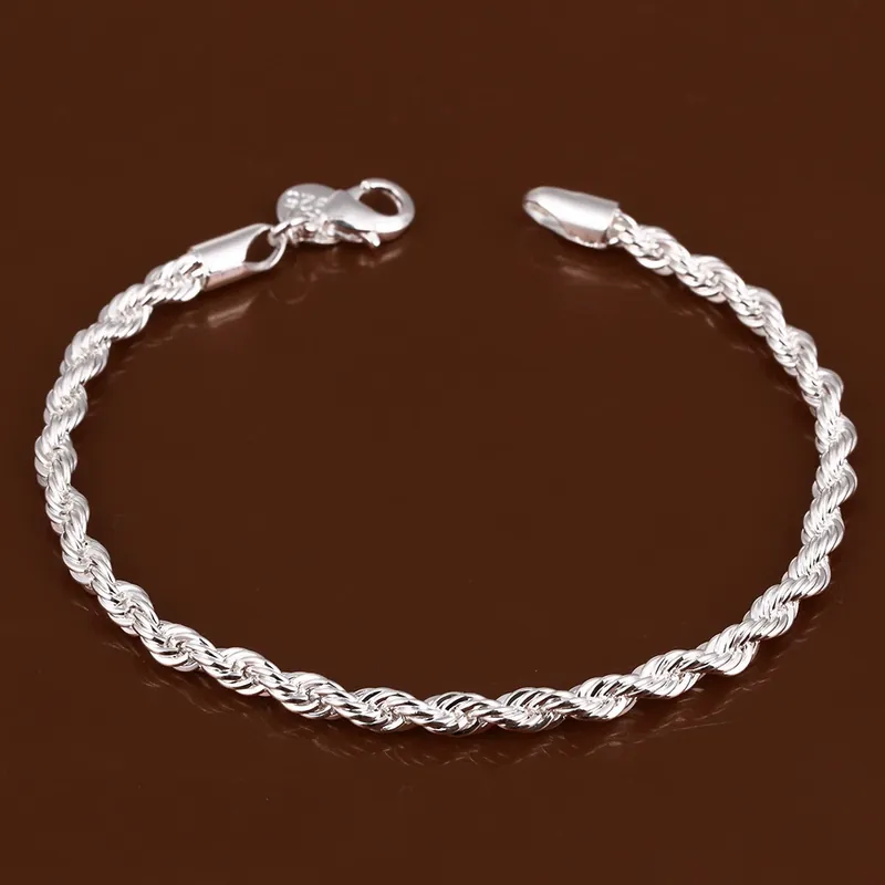 Silver Plated Twisted Rope Bracelet