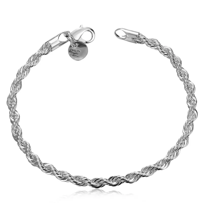 Silver Plated Twisted Rope Bracelet