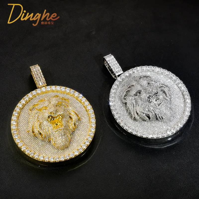 Copper Zircon Lion Head Pendant