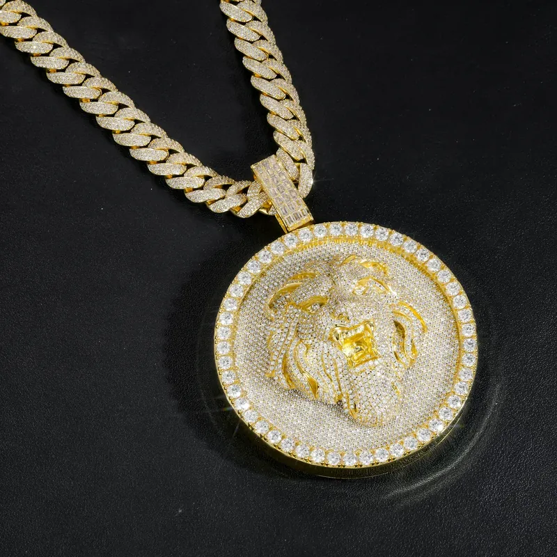 Copper Zircon Lion Head Pendant