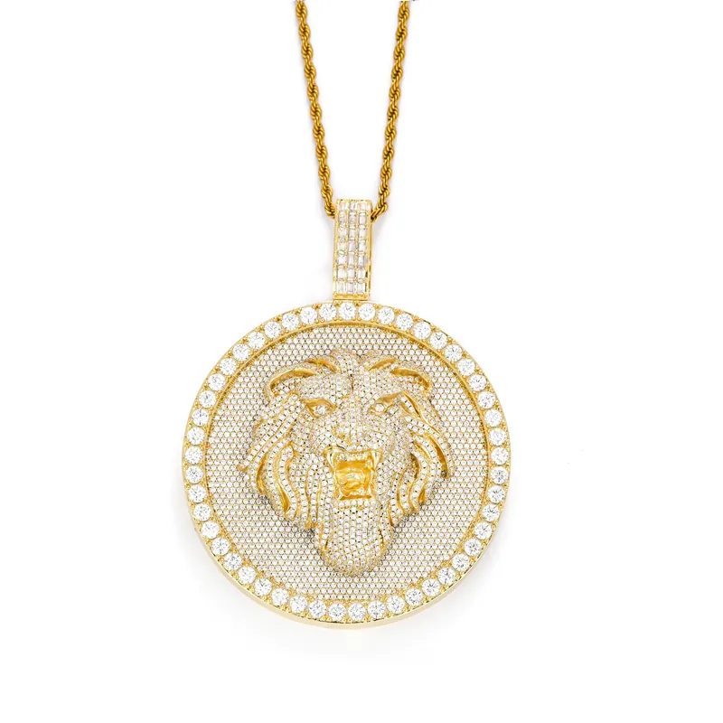 Copper Zircon Lion Head Pendant