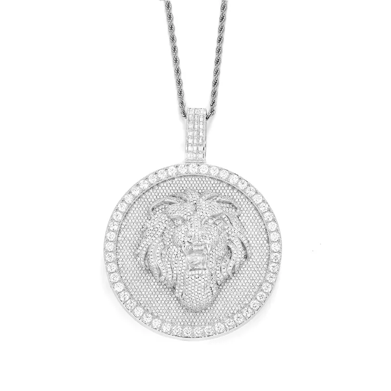 Copper Zircon Lion Head Pendant