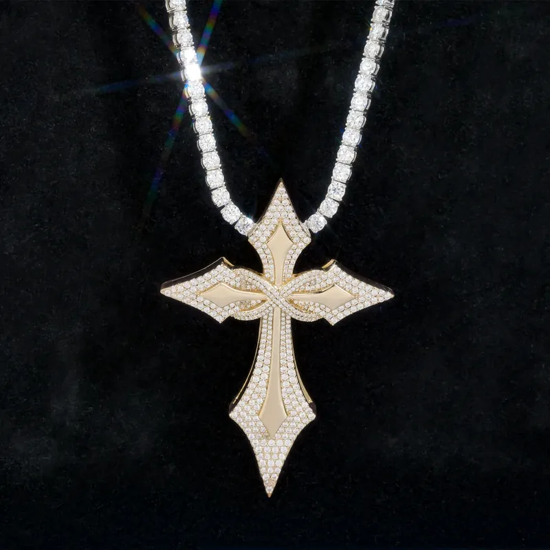 Copper Zircon Cross Pendant Necklace