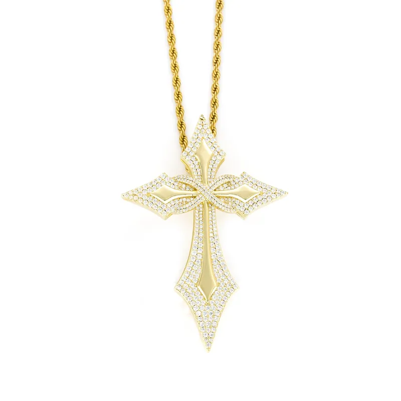 Copper Zircon Cross Pendant Necklace